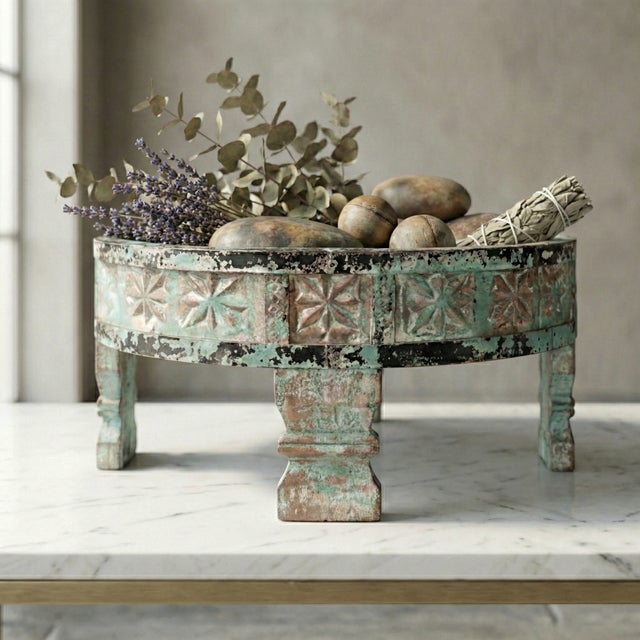 Dimensions: 12" W x 12" D x 6" H Use this beautifully hand carved tray as a table decor to display candles or an...