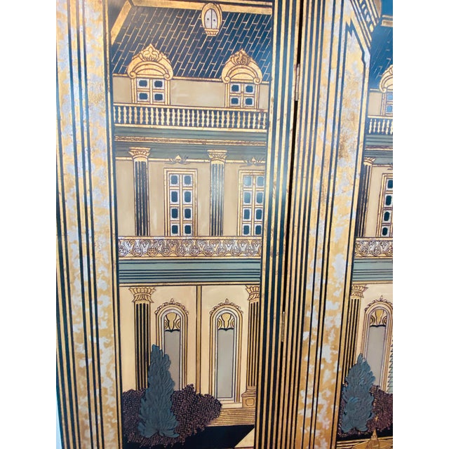 Art Deco Folding Screen or Room Divider by Fournier, 4 Panels | Chairish