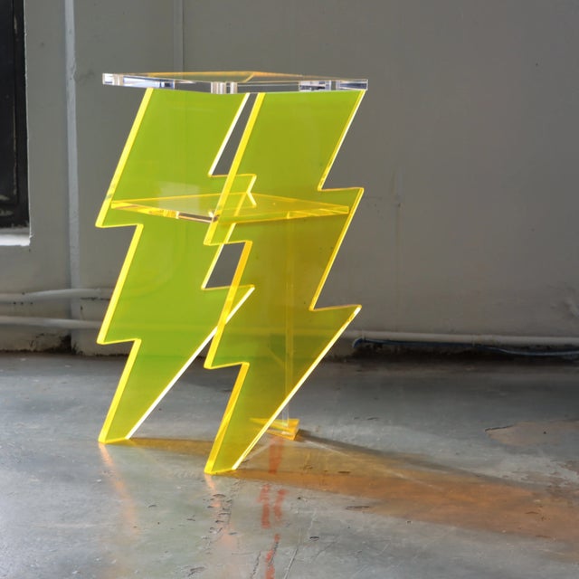 Bolt Nightstand in Yellow Acrylic by Benjamin Vintage and Design For Sale - Image 13 of 13