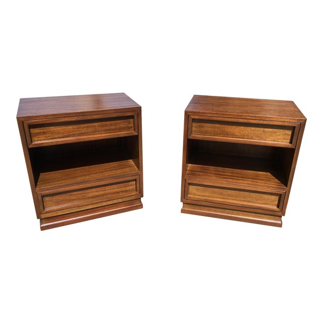 1950s Mid Century Modern Triangle Brand Mahogany Nightstands A Pair