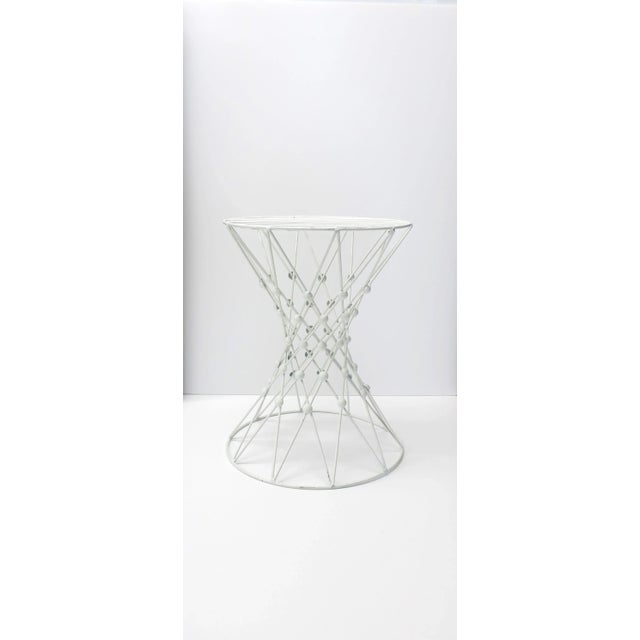 Contemporary White Metal Side Table With Hourglass Shape For Sale - Image 3 of 12