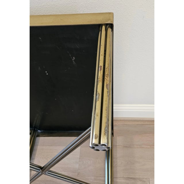 French Mid-Century Chinoiserie Black Lacquered Gilt Metal End Table For Sale - Image 11 of 12