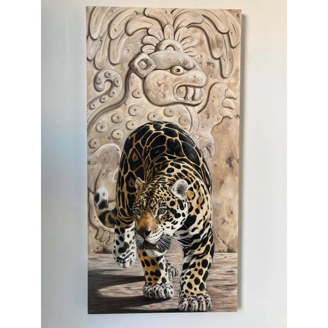 Kindrie Grove Monumental Mayan Jaguar Oil on Canvas Painting, 2002 For Sale - Image 13 of 15
