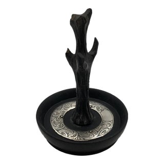 Ring Tree Edwardian English Ebony & Sterling; Ca 1916 Hallmark- No Monogram For Sale