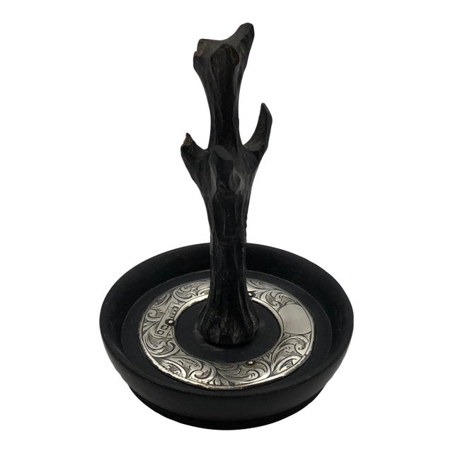 Ring Tree Edwardian English Ebony & Sterling; Ca 1916 Hallmark- No Monogram For Sale