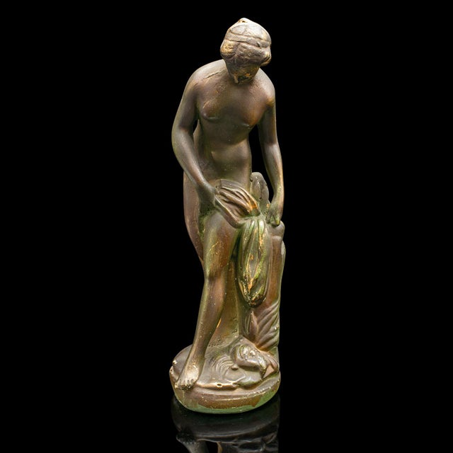 This is an antique female figure. A French, plaster statuette, dating to the late Victorian period, circa 1900. Sensual...