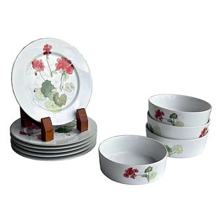 Vintage Geranium by Block Spal Plates and Bowls, 10 Pieces For Sale