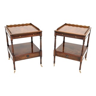 Vintage Georgian Burr Elm Side Tables, 1950, Set of 2 For Sale