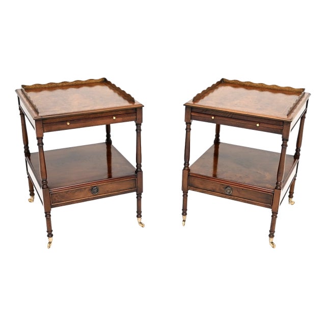 Vintage Georgian Burr Elm Side Tables, 1950, Set of 2 For Sale