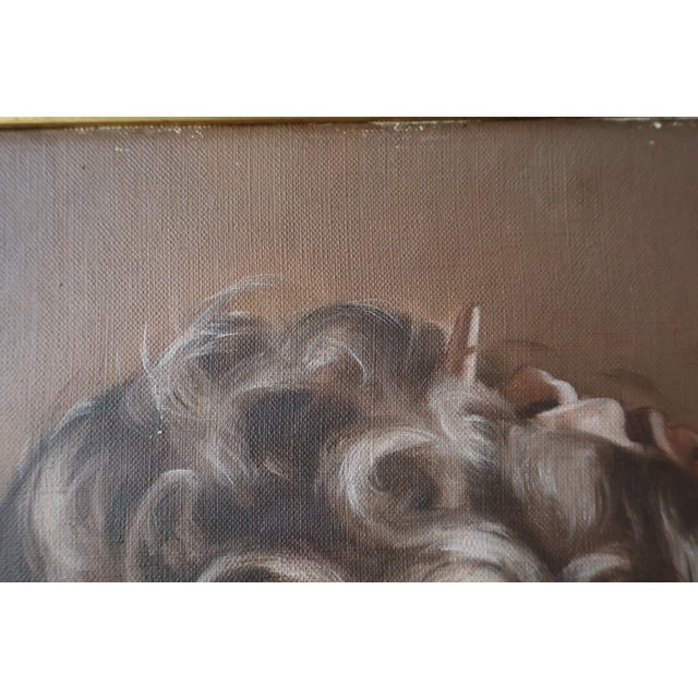 Gold 1952 Kenzo Nakamori Signed Oil Portrait of a Woman in Ornate Giltwood Frame For Sale - Image 8 of 18