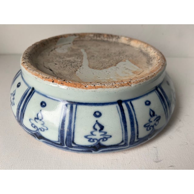 Blue Antique Chinese Ming 9" Porcelain Box For Sale - Image 8 of 9