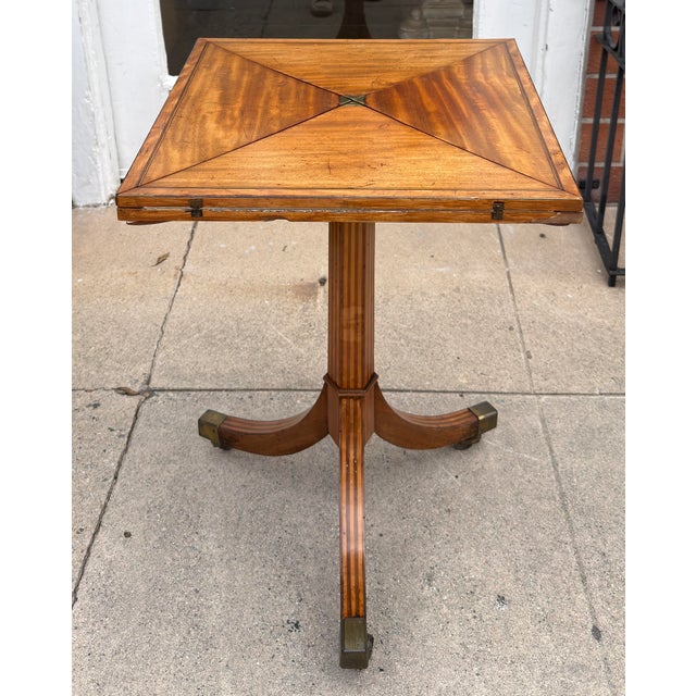 Antique 19th C Georgian Handkerchief Games Table. Measurements listed are fully extended