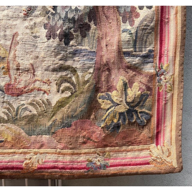 Tan 19th-Century French Tapestry With Dog and Duck Scene For Sale - Image 8 of 14