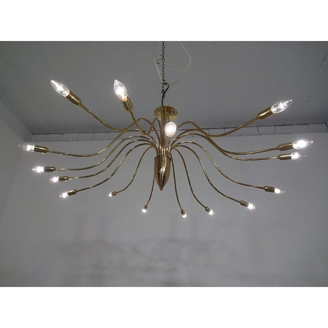 Large Italian Brass Chandelier, 1960s For Sale - Image 16 of 16
