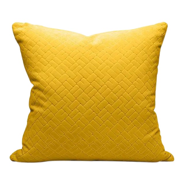 The House of Scalamandré Vallauris Velvet Pillow, Citron For Sale