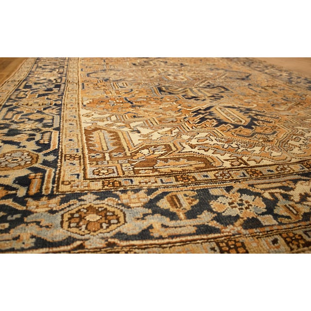 Blue Vintage Persian Decorative Oriental Heriz Rug in Room Size For Sale - Image 8 of 9