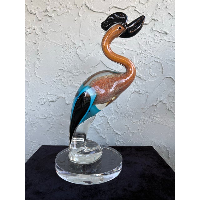 Murano Vintage Murano Sommerso & Aventurine Art Glass Bird Sculpture, Italy, C. 1970s For Sale - Image 4 of 11