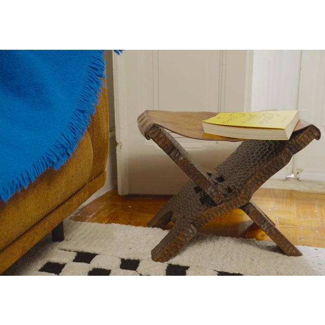 Brutalist Folding Stool in Leather, 1950s For Sale - Image 17 of 18