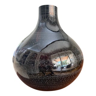 Signed Ingegerd Råman for Orrefors "Night & Day Limited 2" Black Art Glass Vase No. 12/200, 2004 For Sale