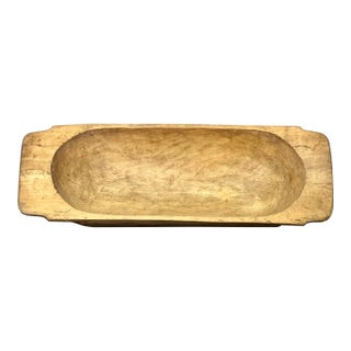 19th Century Primitive Swedish Hand-Carved Trough Style Wooden Dough Bowl For Sale