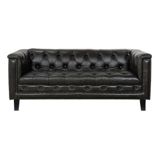 Chesterfield Three-Seater Sofa in Leather For Sale