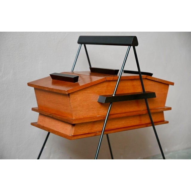 Wood French Sewing Box with Compass Feet, 1960s For Sale - Image 7 of 16