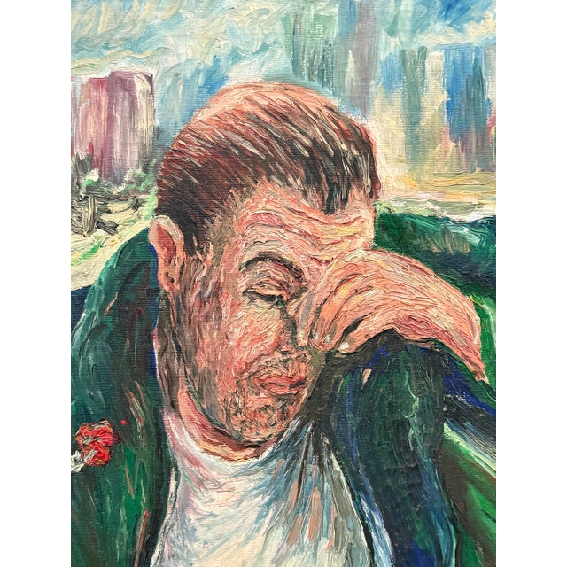 1940s Expressionist Impasto Oil Painting Signed R.L. Marshall Offered for sale is a vintage 1940s Expressionist portrait...
