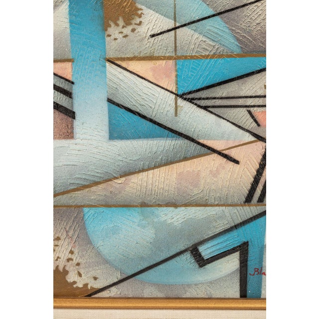 Framed / Signed Mid-Century Modern Geometric Abstraction Oil on Canvas Painting by Fred Blassingham, Usa, C. 1980s For Sale - Image 12 of 15