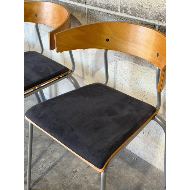 Oak Stacking Chairs Set of 4 Mid-Century Modern 1970s For Sale - Image 12 of 13