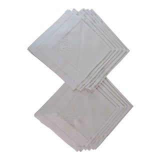 Vintage Hemstitched Linen Napkins - Set of 10 For Sale