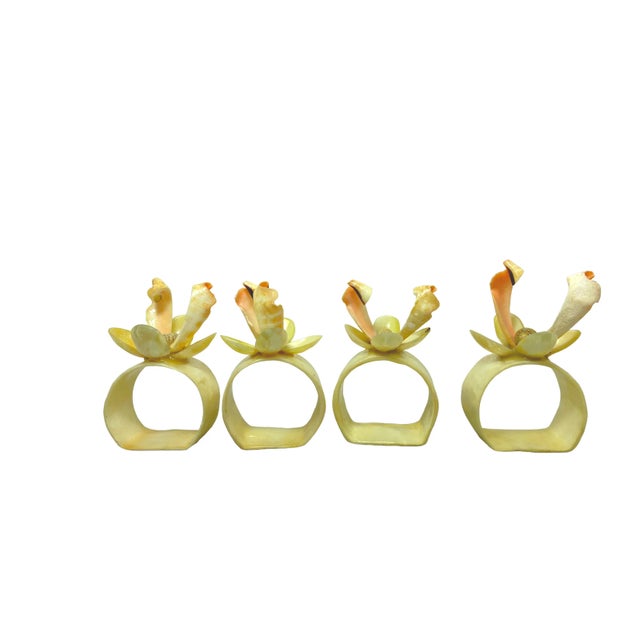 Contemporary Vintage Capiz Shell Napkin Rings- Set of 4 For Sale - Image 3 of 11
