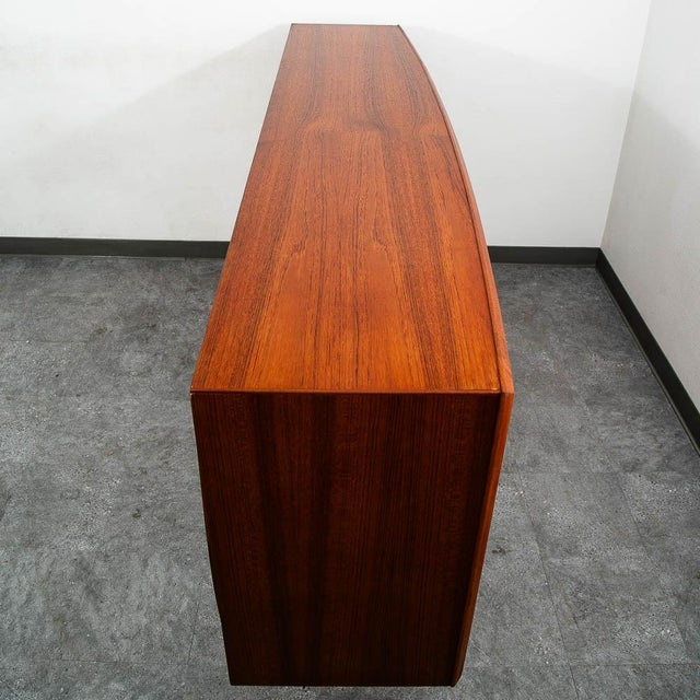 Mid Century Danish Modern Credenza Teak Sideboard Central Bar Rosewood MCM 78" For Sale - Image 4 of 11