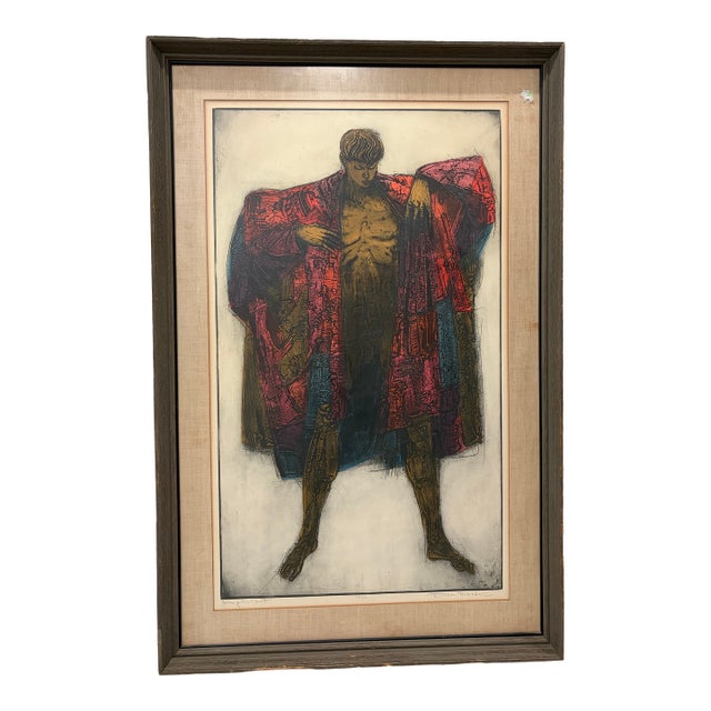 1960s Mid-Century Modern Dean Meeker "Joseph's Coat" Framed Large Intaglio Serigraph For Sale