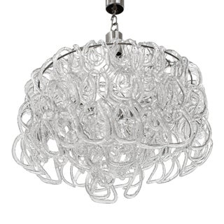 Giogali Clear Murano Glass Chandelier attributed to Angelo Mangiarotti for Vistosi, 1970 For Sale