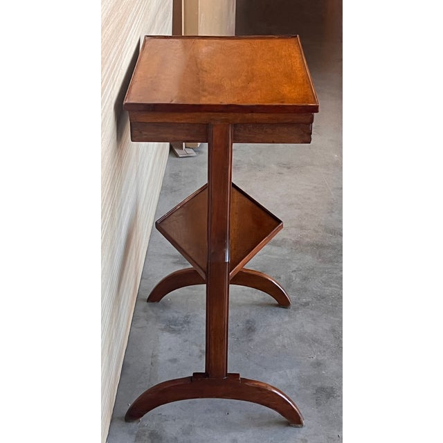 Wood French Art Nouveau Side Table or Nightstand With Drawer and Shelve For Sale - Image 7 of 11