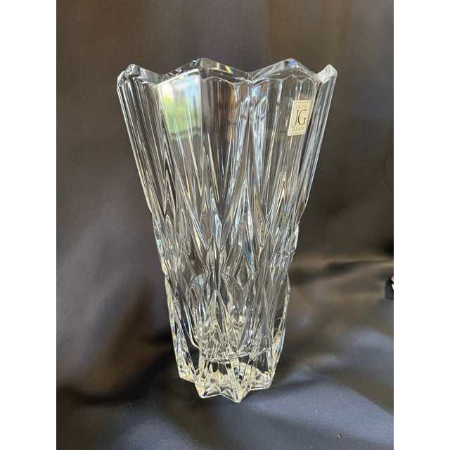 French Jg Durand Crystal Cathedral Vase, 11” Sculptural Cut Glass For Sale - Image 10 of 12