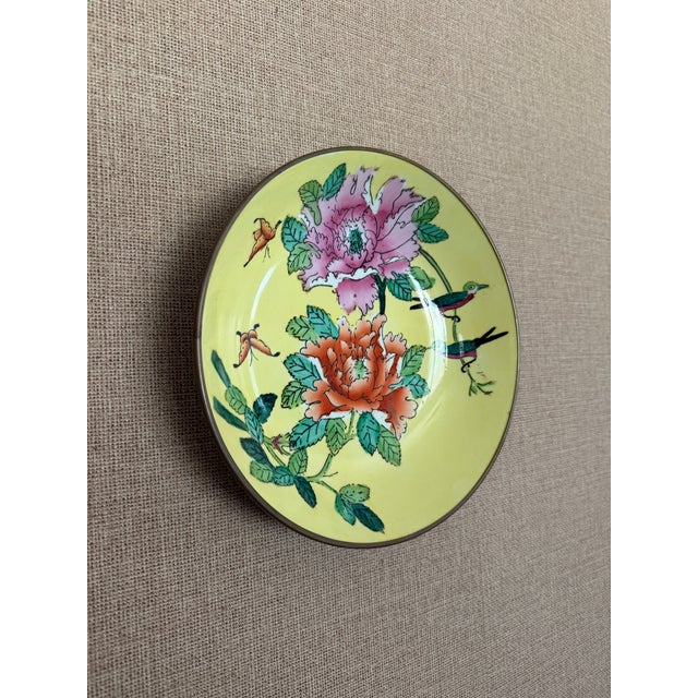 Asian Porcelain Decorative Bowl in Brass For Sale - Image 6 of 8