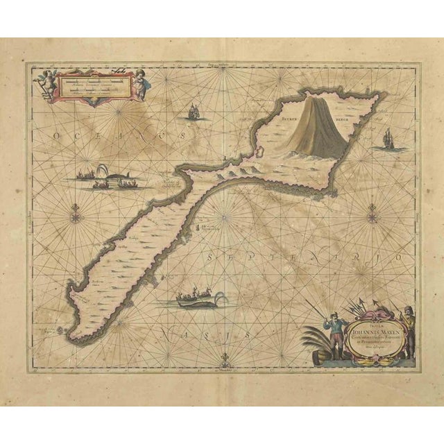 Antique Map - Oceanus is an antique map realized in 1650 by Johannes Janssonius (1588-1664). The Map is Hand-colored...