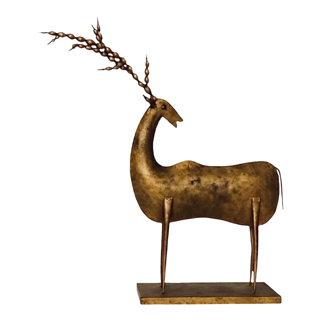 Brass Deer Sculpture by Hosley, Chicago-Based Mid-Century For Sale