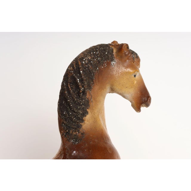 Brown Vintage Painted Chalkware Horse Sculpture / Figurine For Sale - Image 8 of 18