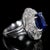 Gia Certified 4.15 Carat Oval Thai Sapphire & Diamond in Platinum Vintage Ring, Size 7 For Sale - Image 9 of 10