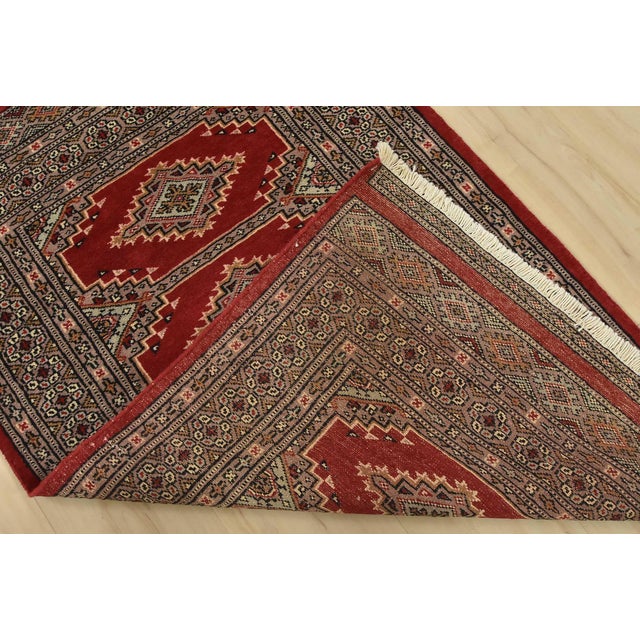 Red Bokhara Jaldar Rug 2’7” X 4’2” Red Wool Tribal Hand-Knotted Oriental Carpet For Sale - Image 8 of 9