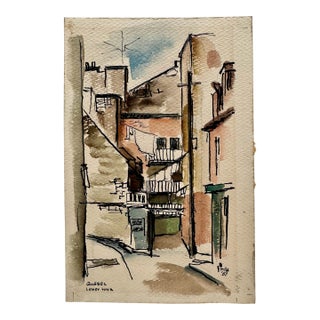 Henry Emil Salloch Original Watercolor on Paper Quebec, Lower Town. 1957. For Sale