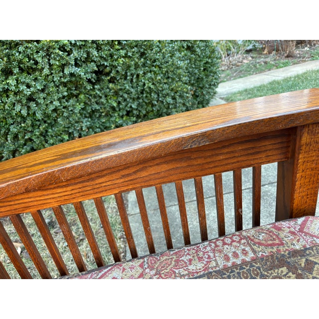 Late 20th Century Arts and Crafts Mission Style Oak Sofa With Ottoman For Sale - Image 9 of 15