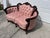 Vintage Victorian Carved Walnut Tufted Loveseat in Blush Jacquard For Sale - Image 6 of 8