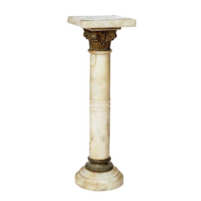 Antique Classical Corinthian Greco-Roman Marble Pedestal & Bronze ...