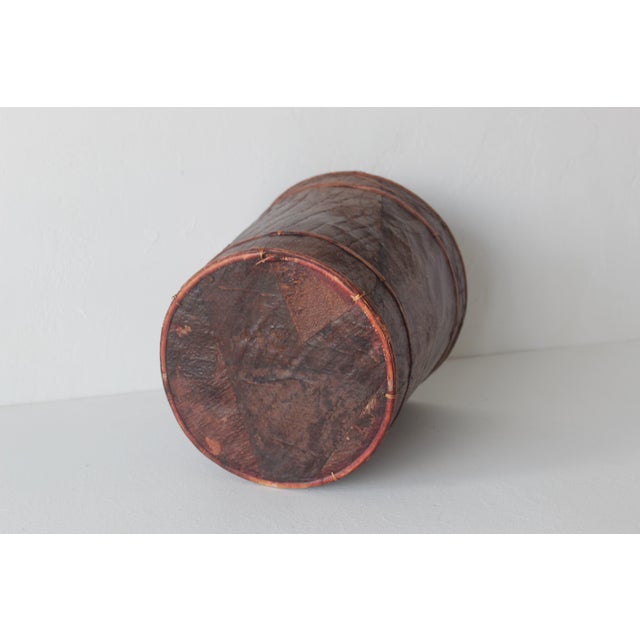 Vintage Handcrafted Burnt "Tortoise" Shell Bamboo Paper Wastebasket. For Sale - Image 10 of 11