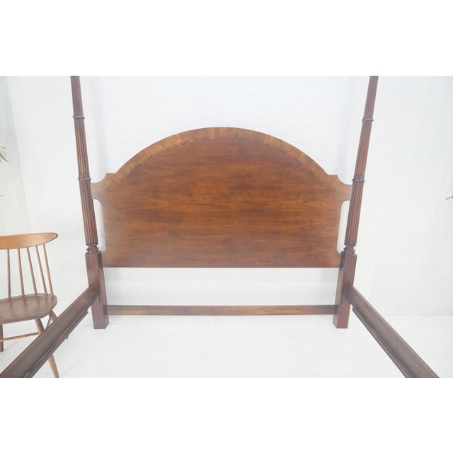 Traditional Mahogany King Size Banded Headboard Poster Bed w/ Turned Finials MINT! For Sale - Image 3 of 15