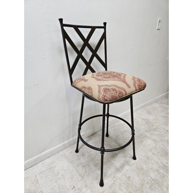 1990s Ethan Allen Biscayne Swivel Counter Bar Stool For Sale In Philadelphia - Image 6 of 12