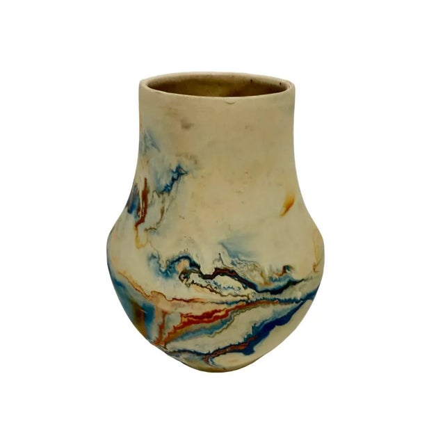 Vintage Nemadji Art Pottery Swirl Vase Stamped Primitive Pottery Vase (A-20). For Sale - Image 4 of 7